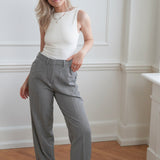 JXMary Melange Regular HW Pants - Dark Grey Melange