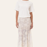 EllinorIC Lace Maxi Skirt - Vintage White