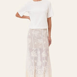 EllinorIC Lace Maxi Skirt - Vintage White