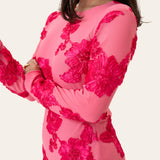 MalouIC Mesh Dress - Fuchsia Pink Flower