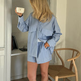 MayaIC Shorts - Blue White Stripes